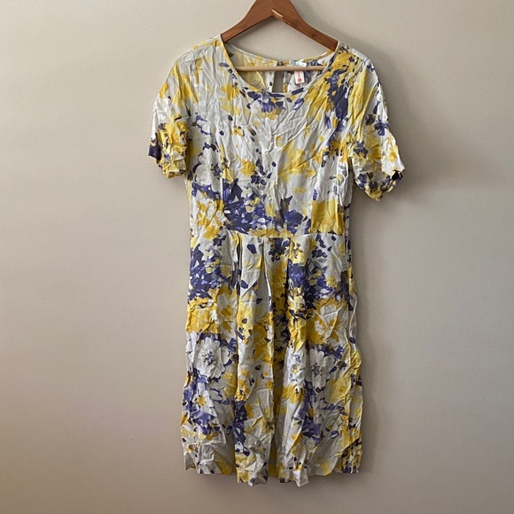 DownEast Dresses & Skirts - “Downeast” Floral Yellow and Purple Dress